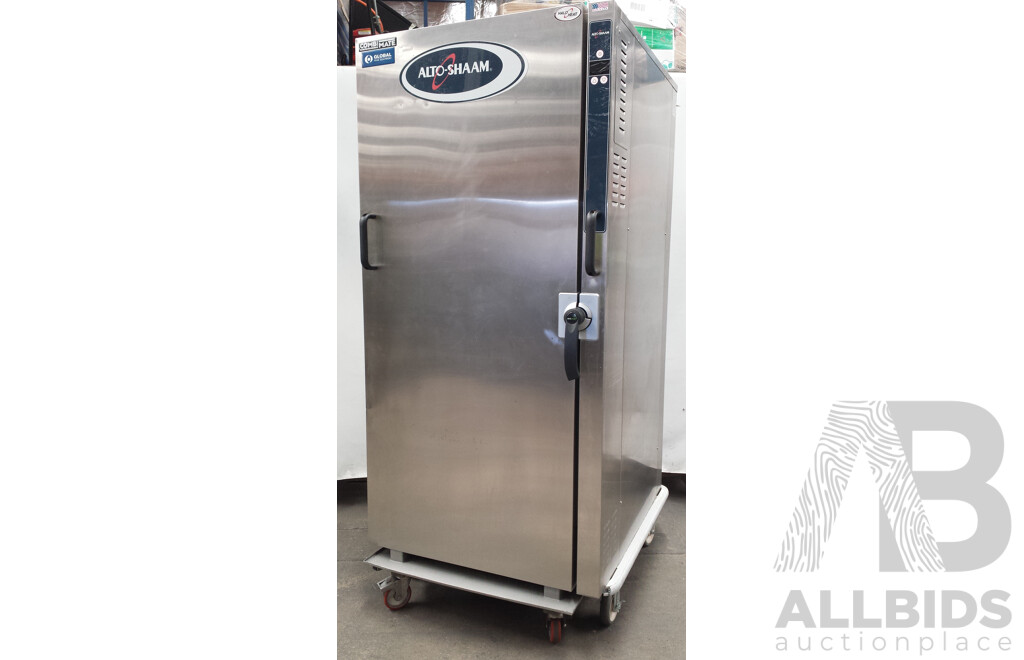 Alto-Shaam Mobile Roll-in Combimate Halo Heat Holding Cabinet with Mobile Stainless Steel Tray Cart