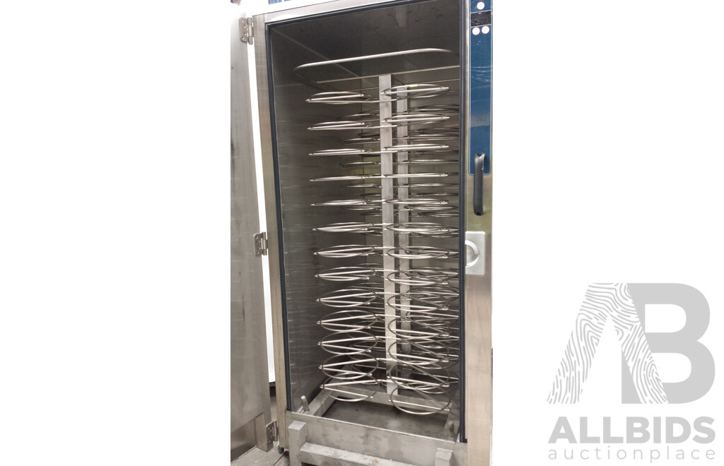 Alto-Shaam Mobile Roll-in Combimate Halo Heat Holding Cabinet with Mobile Stainless Steel Plate Cart