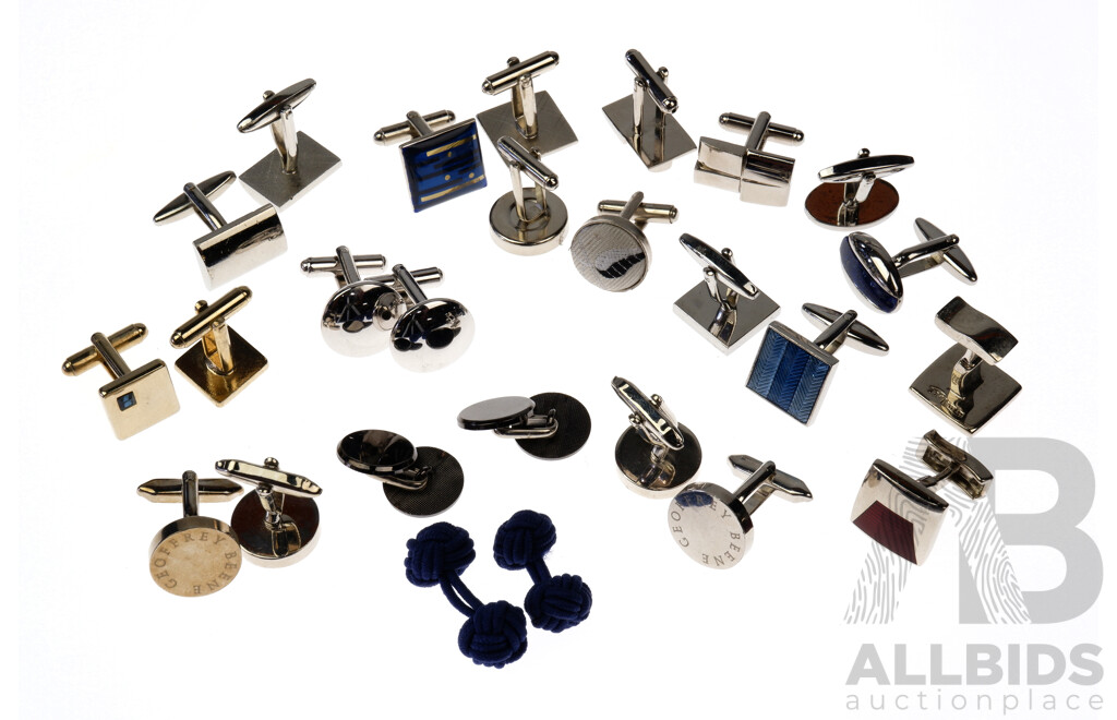 Retro Collection 13 Pairs Cufflinks Including  Examples and  Geofrey Beane, Lewin & Enamel Examples and More