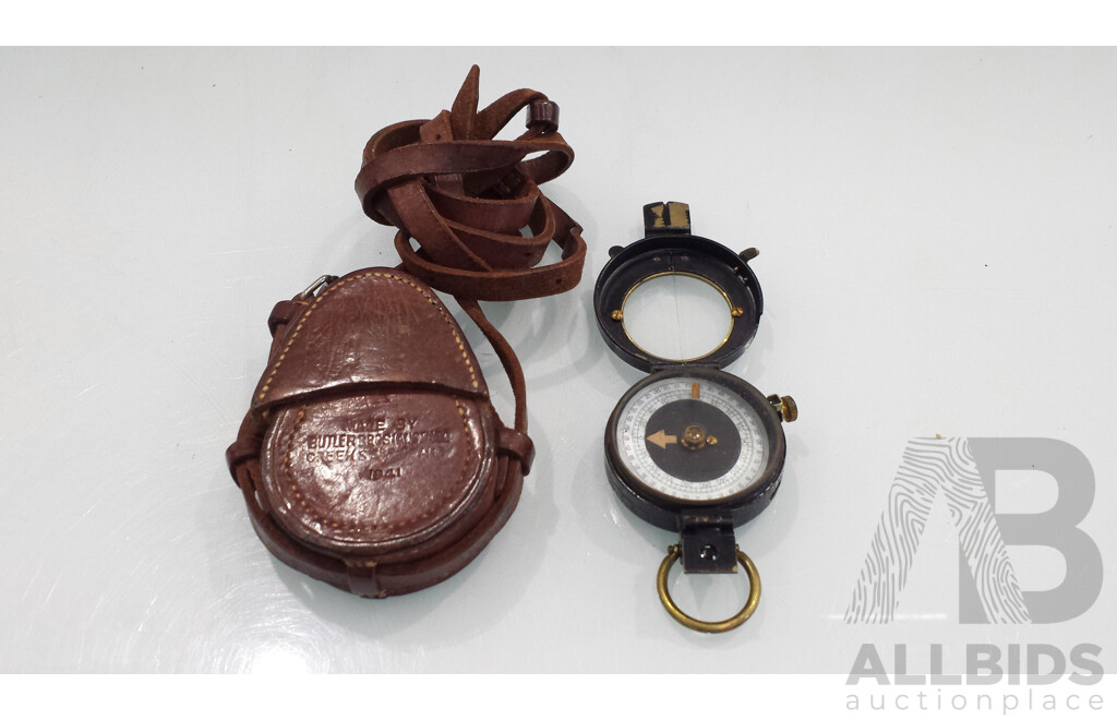 J.W Handley 1941 Prismatic Compass and Butler Bros Leather Case