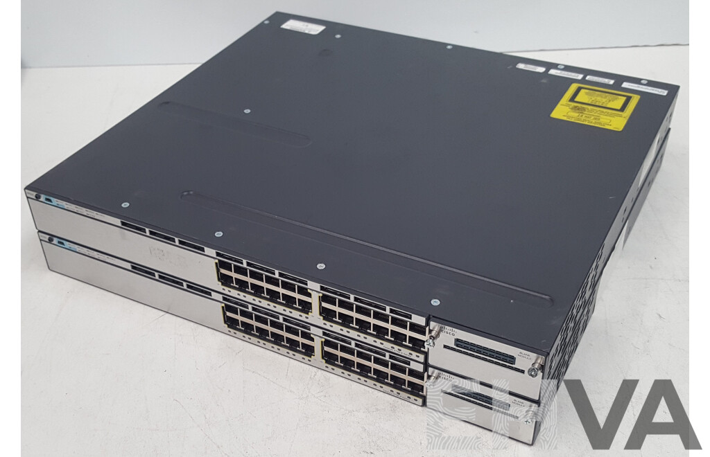 Cisco (WS-C3750X-24T-S) Catalyst 3750-X Series 24-Port Gigabit Managed Switch - Lot of Two