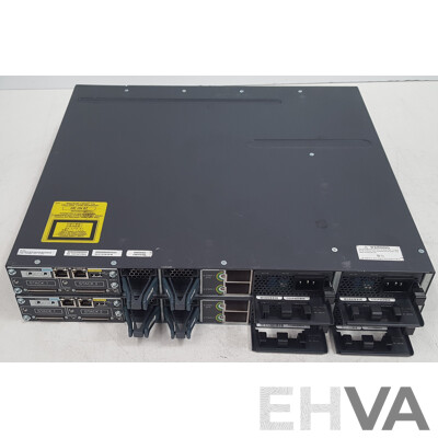 Cisco (WS-C3750X-24T-S) Catalyst 3750-X Series 24-Port Gigabit Managed Switch - Lot of Two