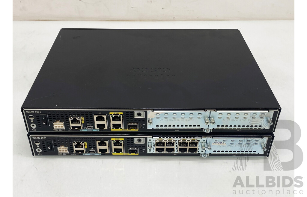 Cisco (ISR4321/K9) 4300 Series Integrated Services Routers - Lot of Two