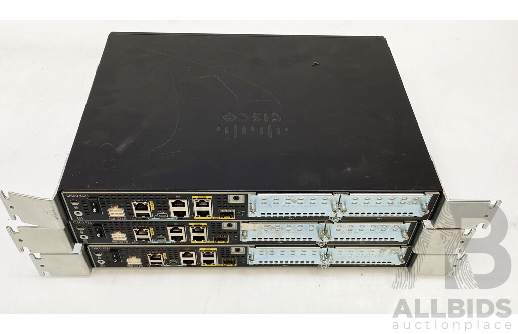 Cisco (ISR4321/K9) 4300 Series Integrated Services Routers - Lot of Three