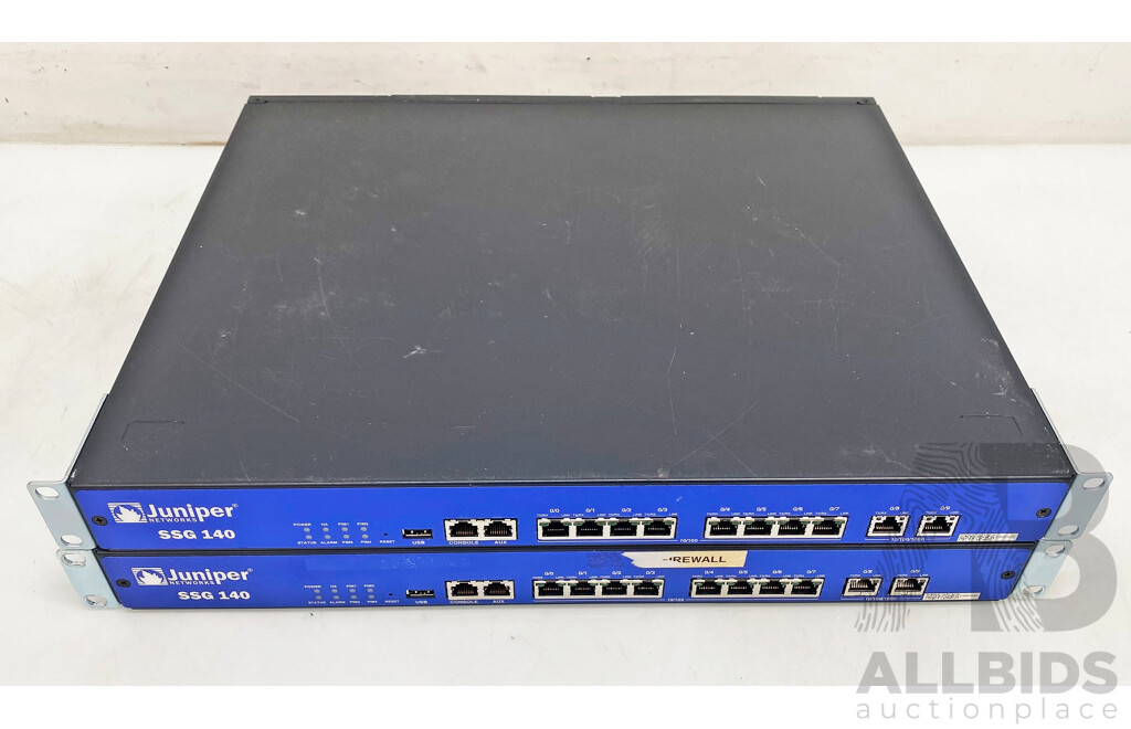 Juniper Networks (SSG-140-SH) SSG 140 Secure Services Gateway Security Appliance - Lot of Two