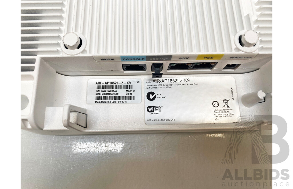 Cisco (AIR-AP1852I-Z-K9) Aironet 1852 Series 802.11ac Dual Band Access Point - Lot of Five