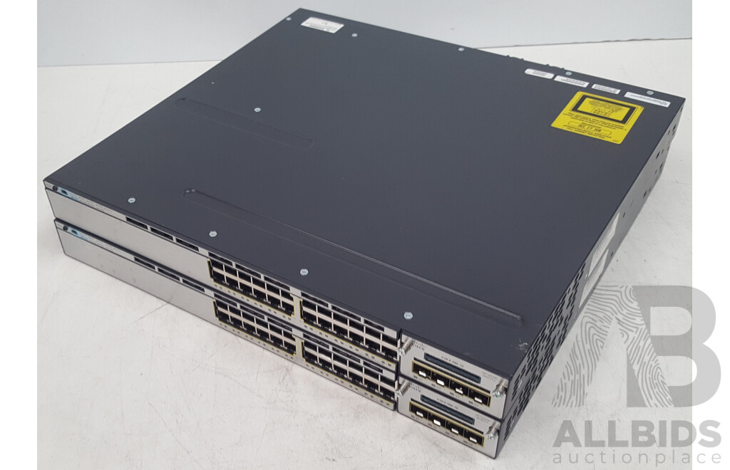 Cisco (WS-C3750X-24T-S) Catalyst 3750-X Series 24-Port Gigabit Managed Switch - Lot of Two