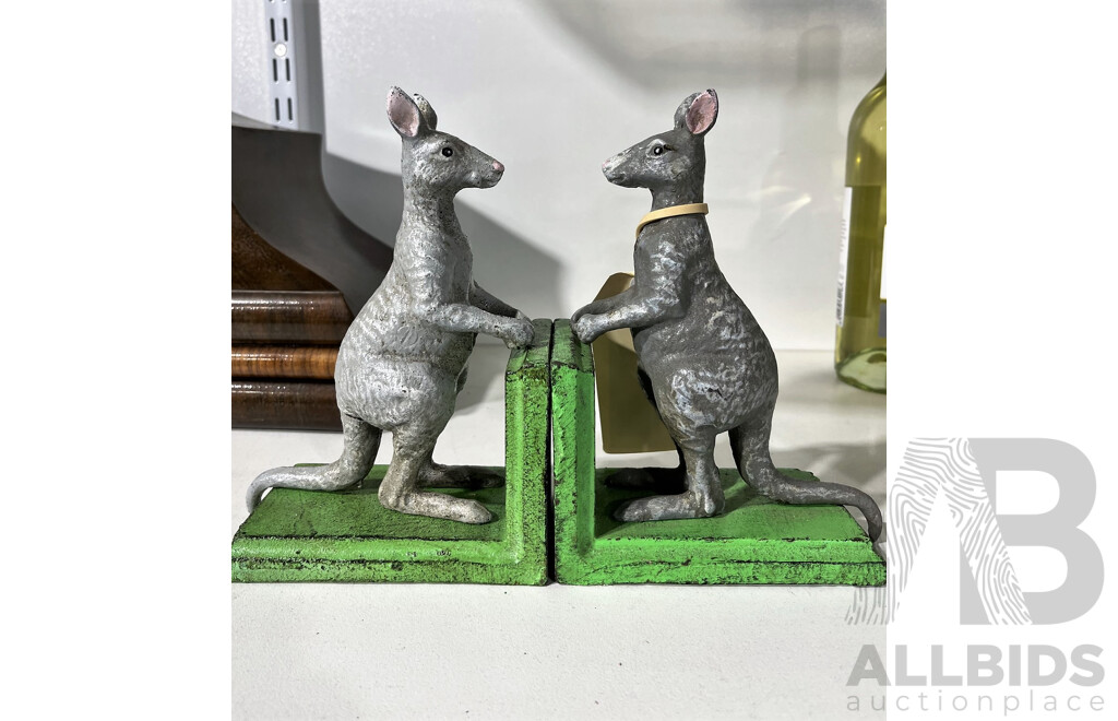 Pair of Reproduction Cast Iron Kangaroo Bookends