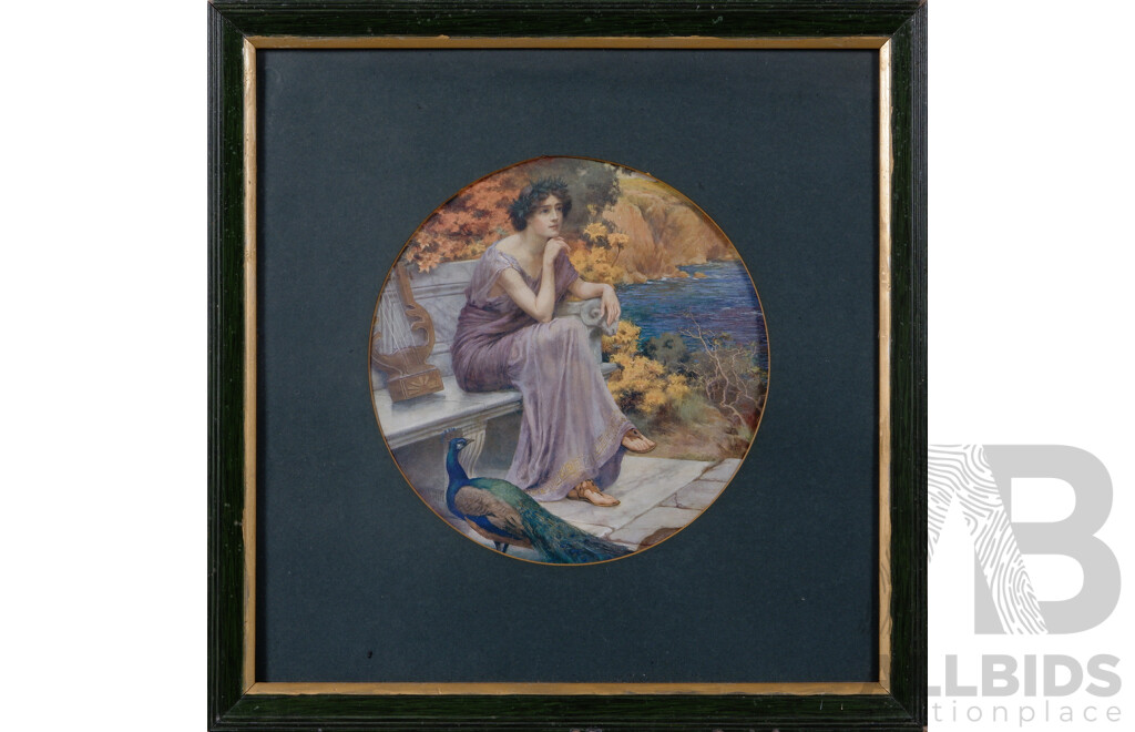 William Hounsom Byles, (British-New Zealander, 1872-1928), Love Heralds Should Be Thought, Colour Vintage Reproduction Print of the Original Oil, 22 x 22 cm (image)