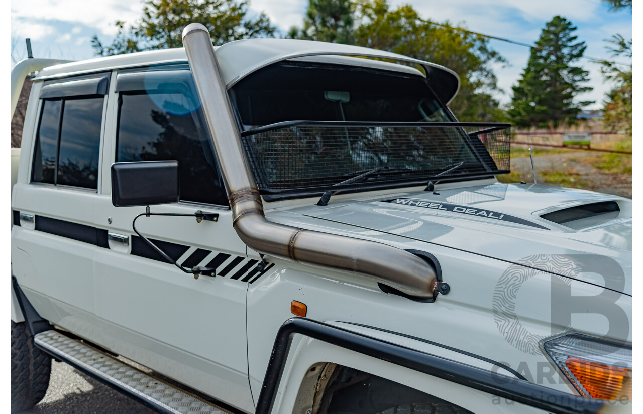 3/2015 Toyota Landcruiser GXL (4x4) VDJ79R Double C/Chas White 4.5L Turbo Diesel V8
