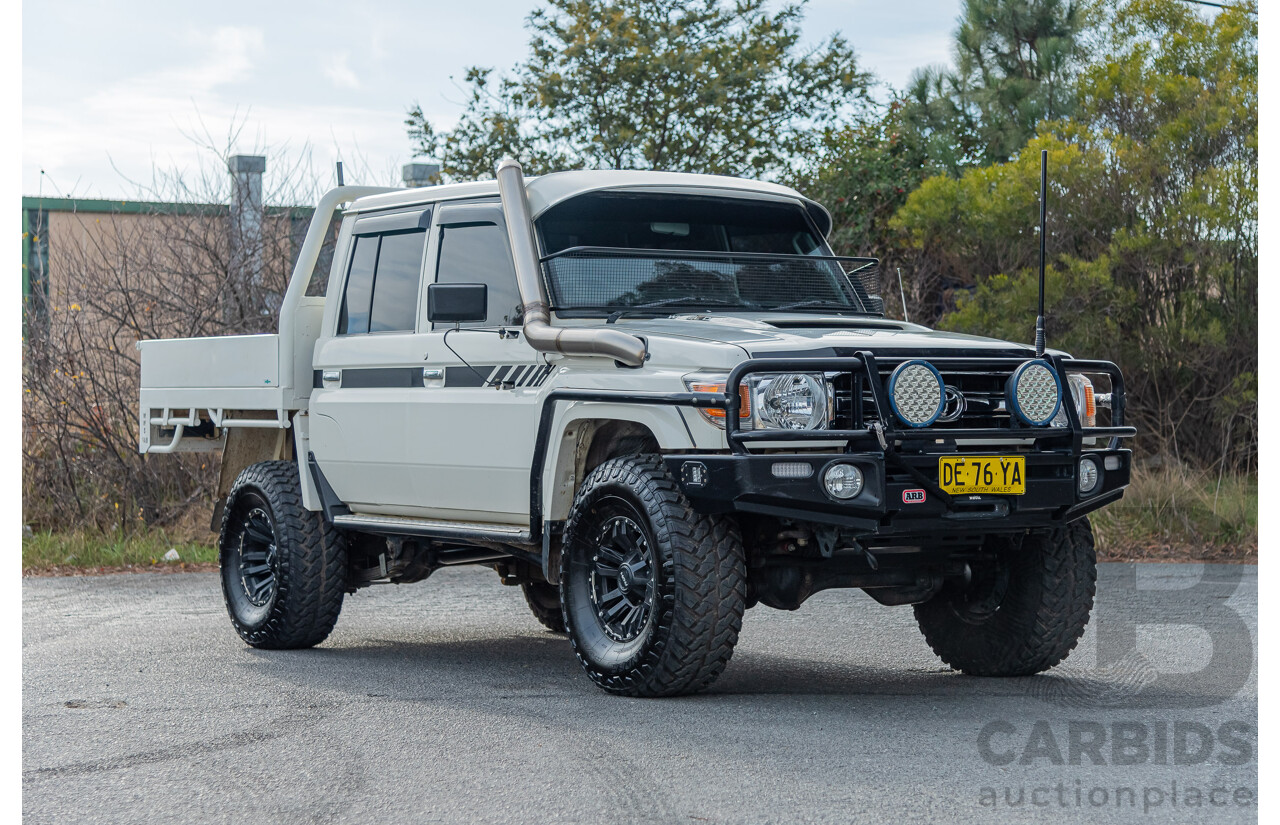 3/2015 Toyota Landcruiser GXL (4x4) VDJ79R Double C/Chas White 4.5L Turbo Diesel V8