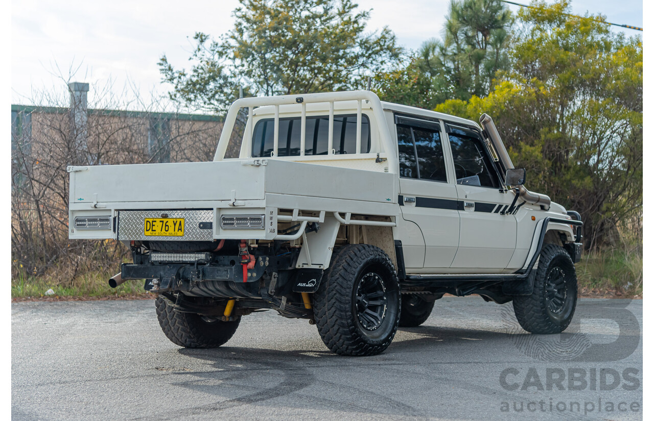 3/2015 Toyota Landcruiser GXL (4x4) VDJ79R Double C/Chas White 4.5L Turbo Diesel V8