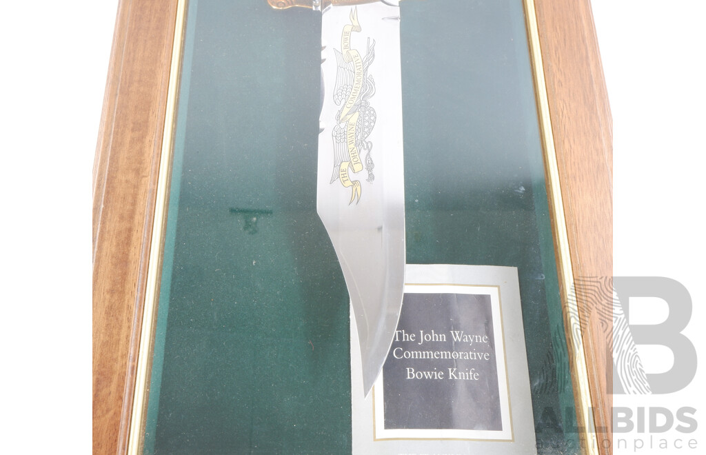 The John Wayne Commemorative Bowie Knife in Wooden Lockable Display Case with Key by Franklin Mint