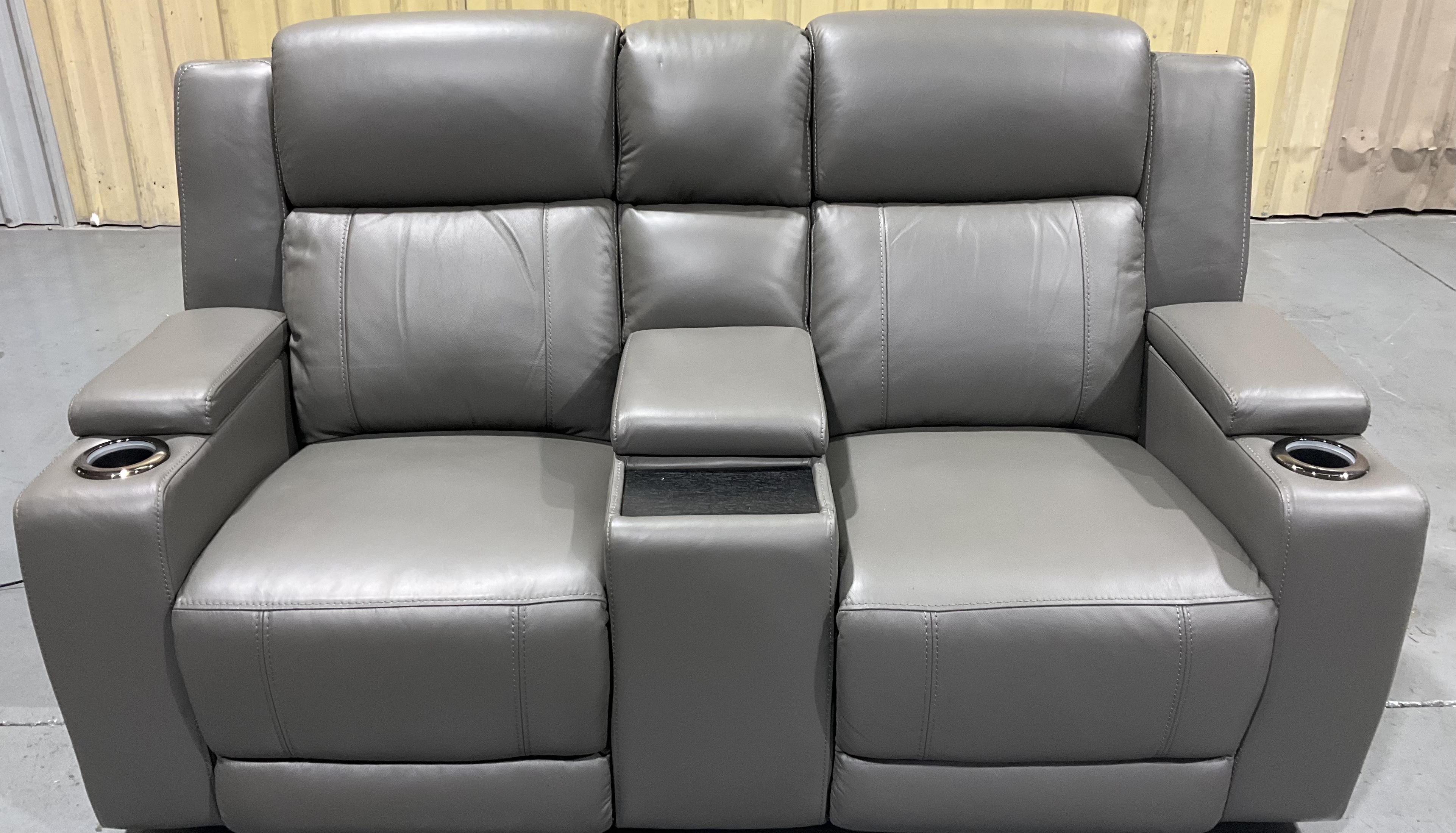 Sabella navy discount leather reclining sofa