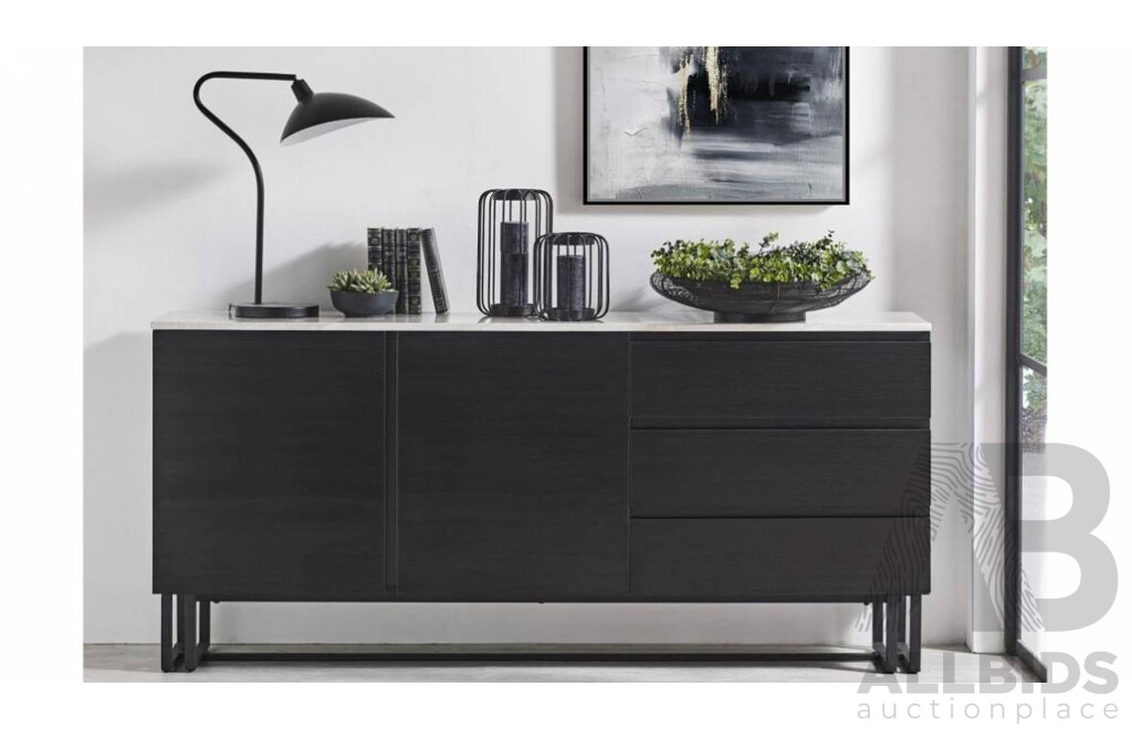 AURORA MK2 Buffet - Opal Grey Marble/Black Frame - ORP $2699.00