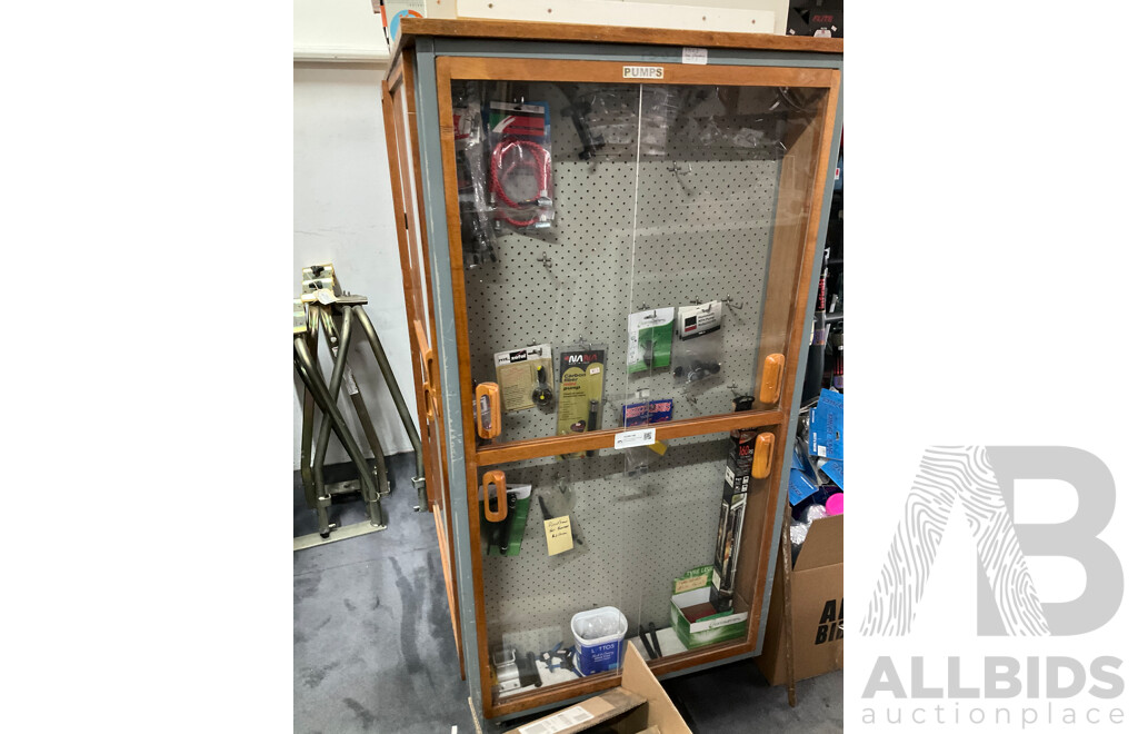 Display Cabinets with Lockable Sliding Perspex Doors and Laminate Shelves