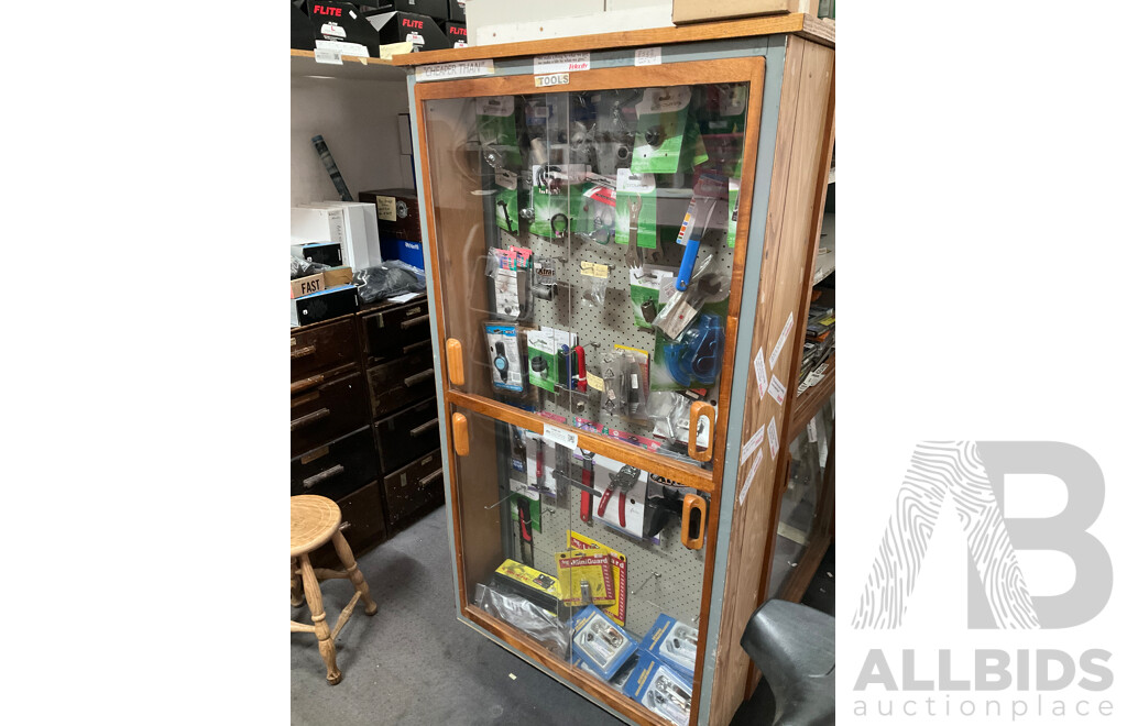 Display Cabinets with Lockable Sliding Perspex Doors and Laminate Shelves