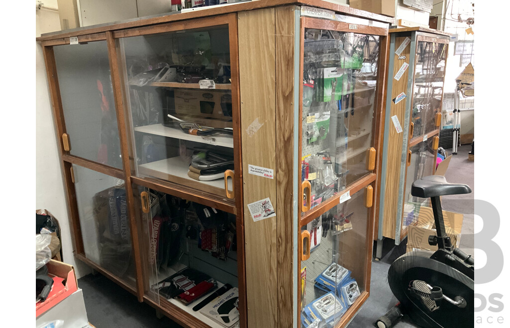 Display Cabinets with Lockable Sliding Perspex Doors and Laminate Shelves