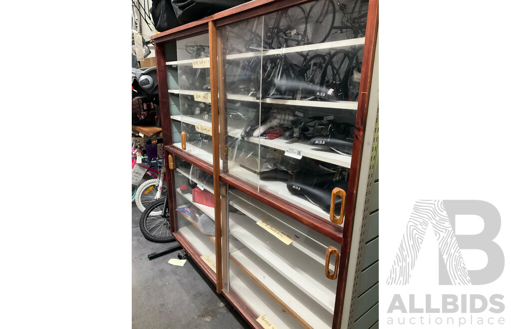 Display Cabinet with Lockable Sliding Perspex Doors and Laminate Shelf Unit