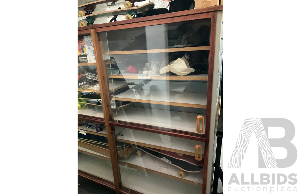 Display Cabinet with Lockable Sliding Perspex Doors and Laminate Shelf Unit