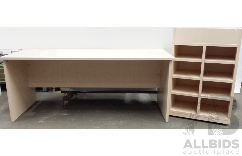 Beech Office Desk and Filing Unit