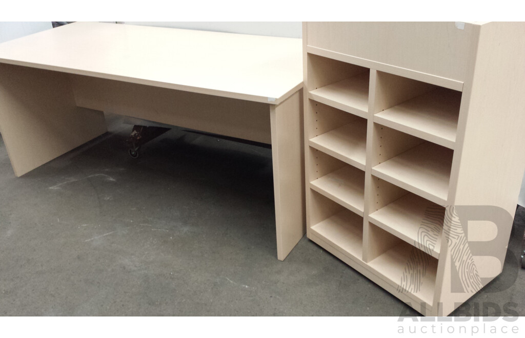 Beech Office Desk and Filing Unit