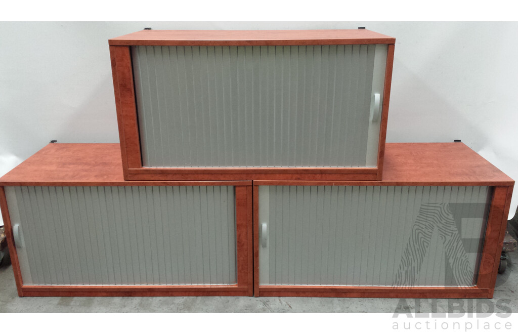 Slat Wall Tambour Cabinets - Lot of Three