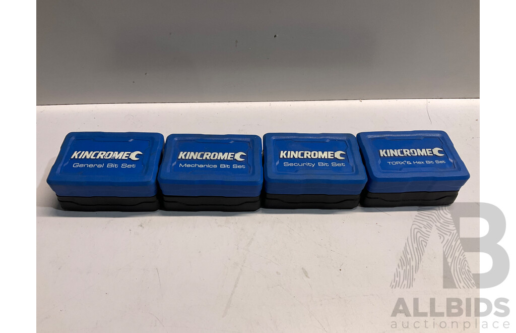 KINCROME Bit Sets (X4); General, Mechanics, Security, Torx & Hex - ORP $160.00