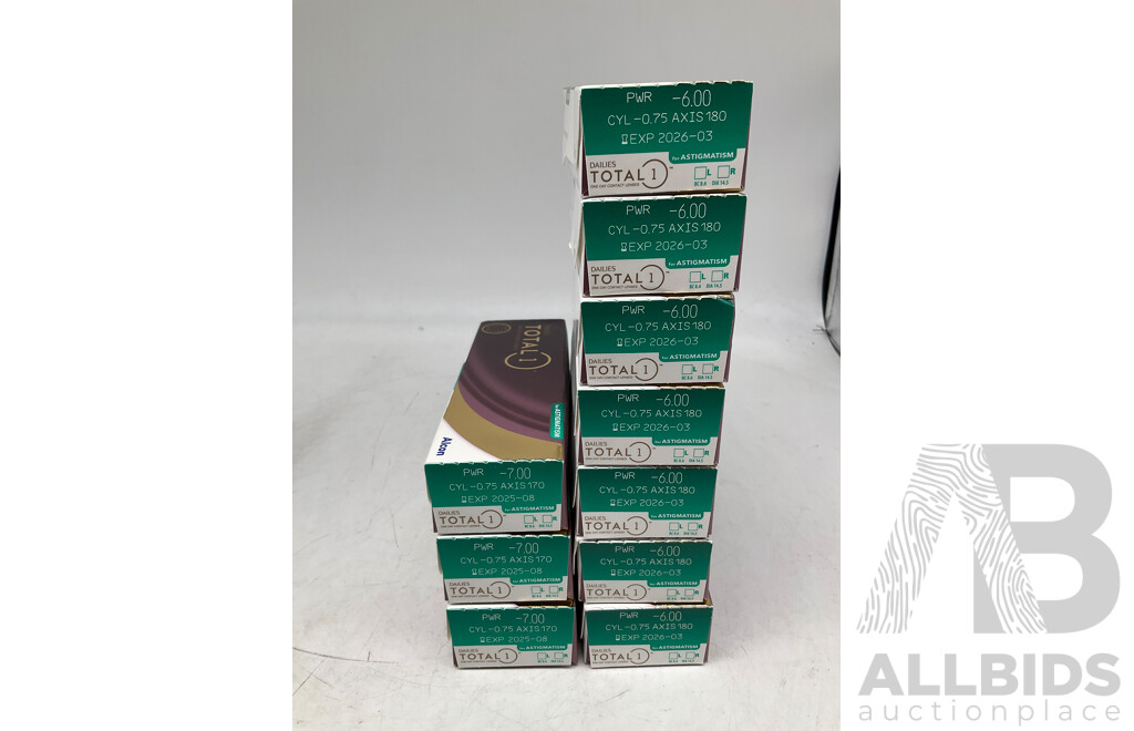 BAUSH + LOMB, DAILIES - Assorted Contact Lenses  - Lot of 12 - Estimated ORP $650