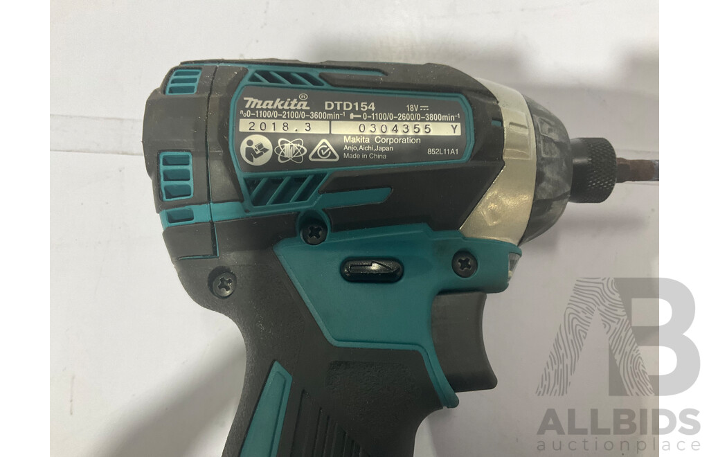 MAKITA (Dtd154) 18V Brushless Impact Driver 3 Speed Compact Cordless - Approximate ORP $175