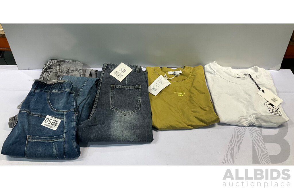 C&M, AJE, XIAO YE - Assorted Women's Jeans (Mixed Sizes) & T-Shirts (Size 10) - Lot of 5 - Estimated Total ORP $450.00