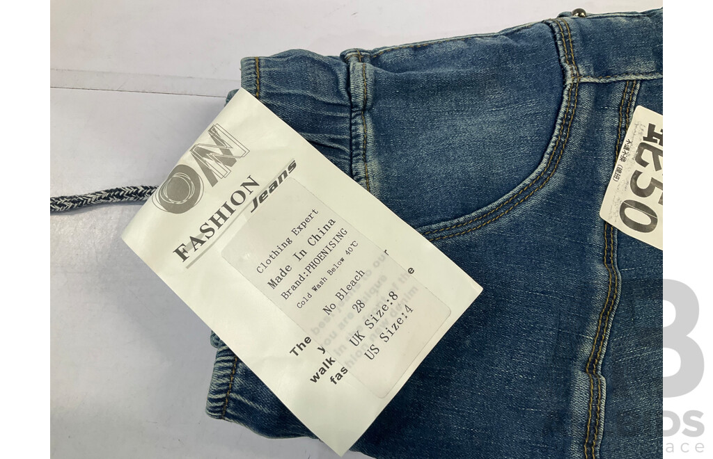 C&M, AJE, XIAO YE - Assorted Women's Jeans (Mixed Sizes) & T-Shirts (Size 10) - Lot of 5 - Estimated Total ORP $450.00
