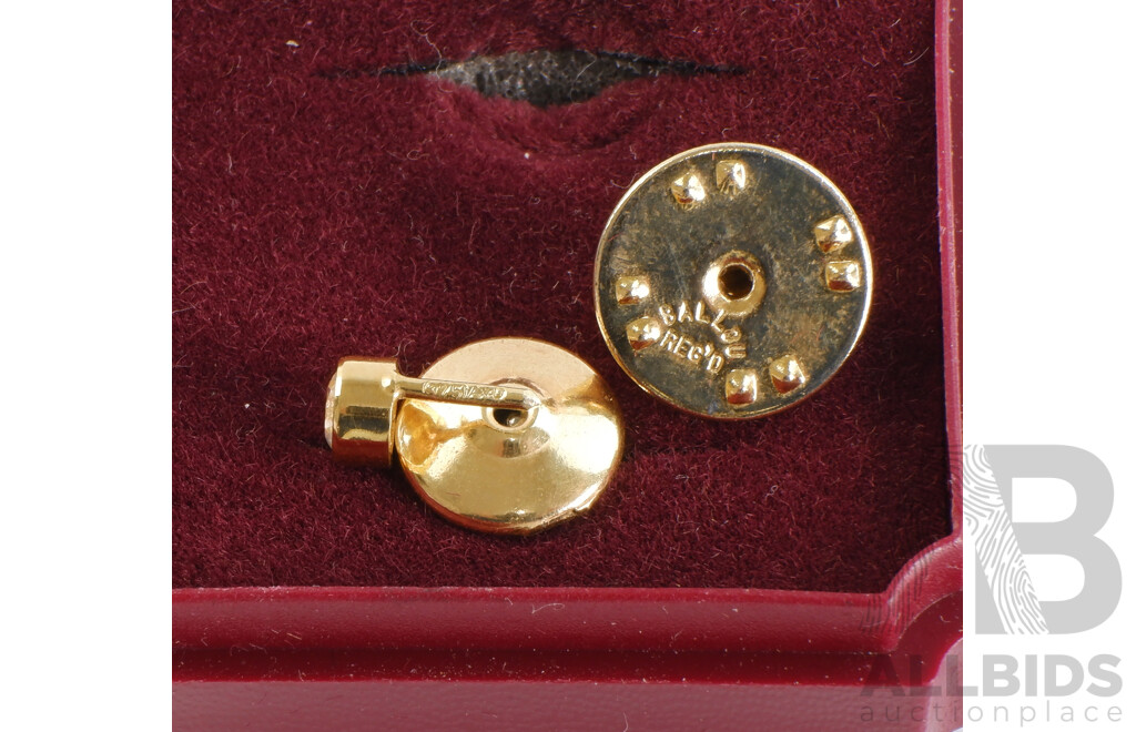 Vintage Button Pins, Gold Plated Enamel and CZ Set