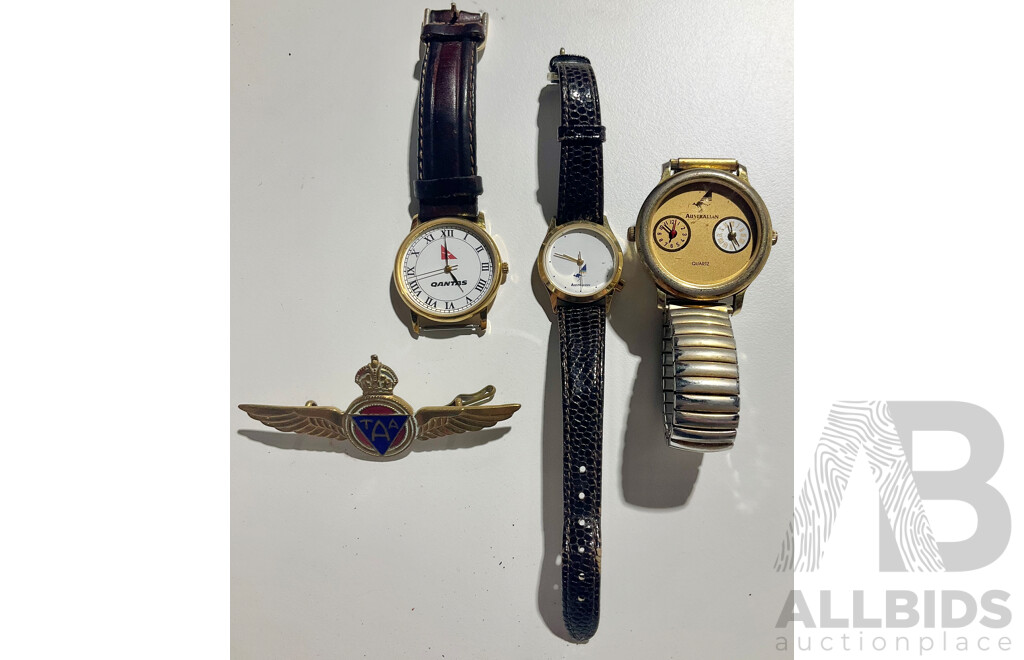 3 X Australian Airline Memorabilia Watches Issued to Staff