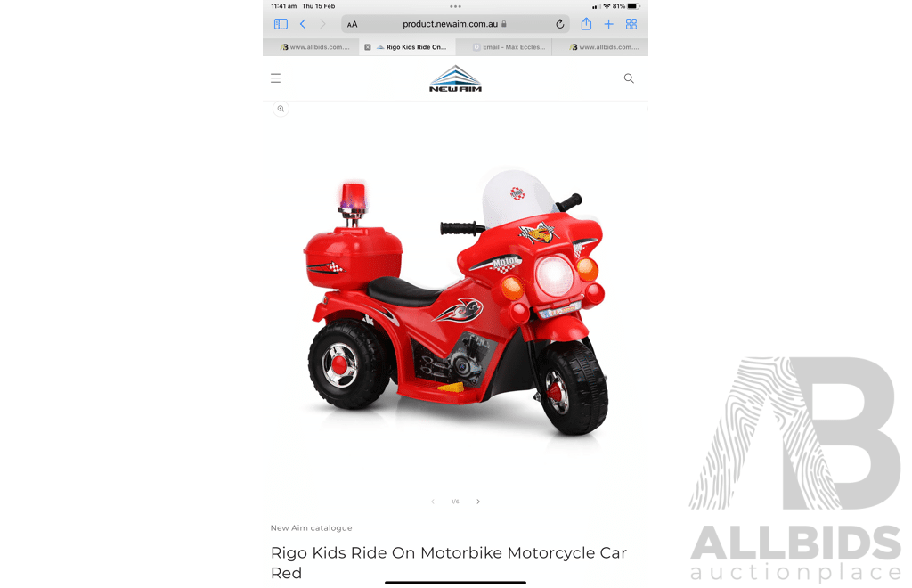 Newaim Ride on Car Red Kid’s Motorbike - Still in Box and Must Be Assembled