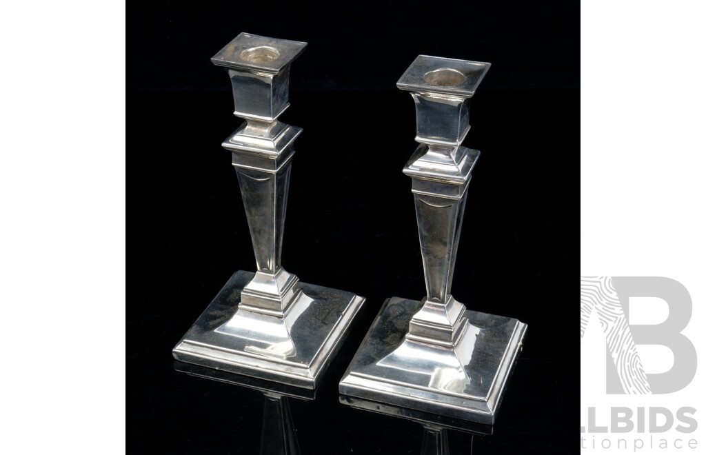 Pair Antique Sterling Silver Candle Holders, Sheffield, 1905