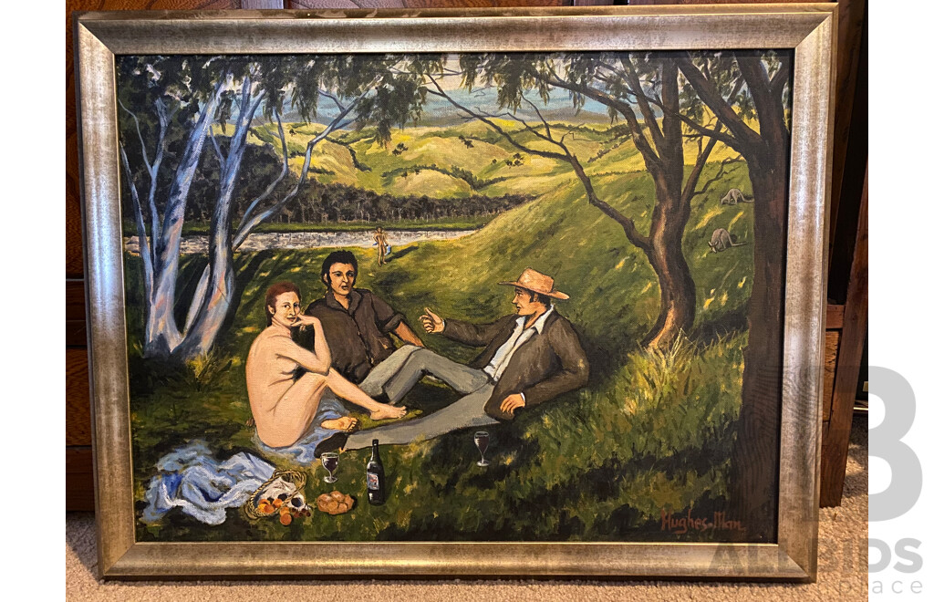 Sylvia Hughesman 'Luncheon on the Grass' Acrylic on Canvas, Image 45cm X 60cm