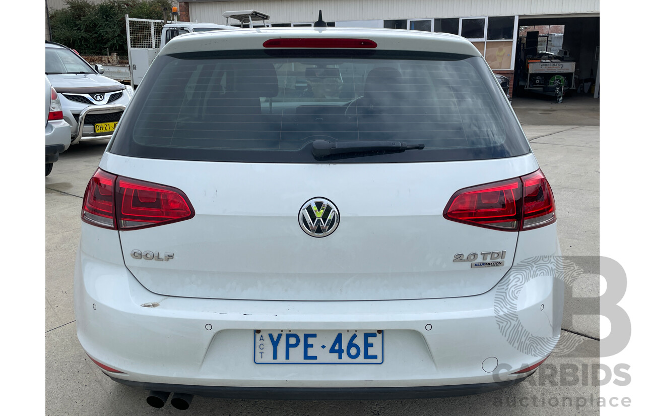 7/2013 Volkswagen Golf 110 TDI Highline AU 5d Hatchback White 2.0L