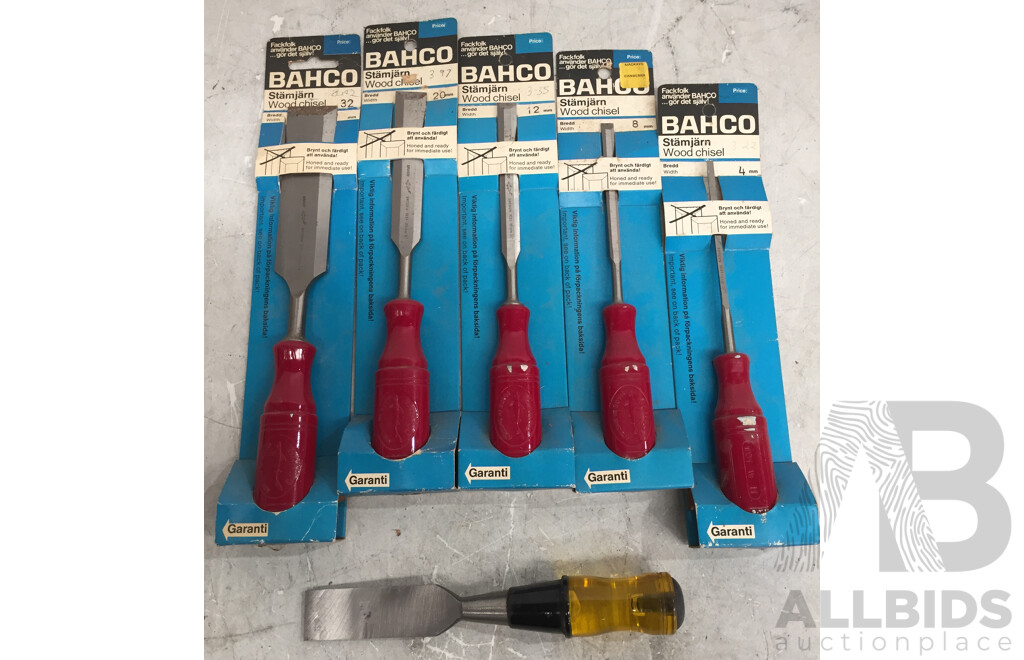 Bahco and Stanley Wood Chisels (Various Size) - Lot of 6