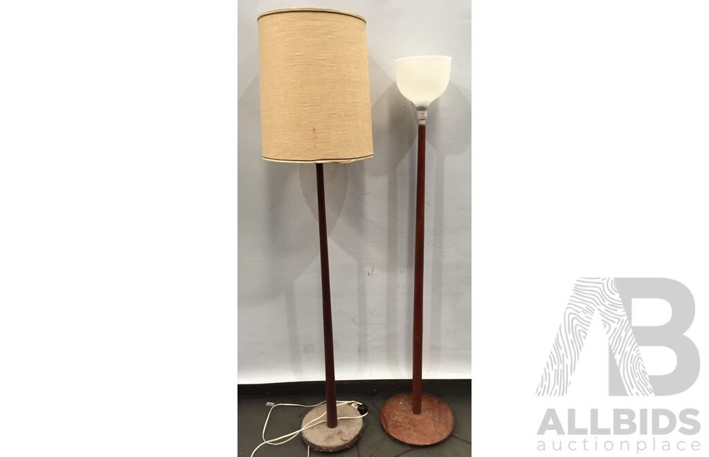 Retro Teak Floor Lamps - Lot of 2