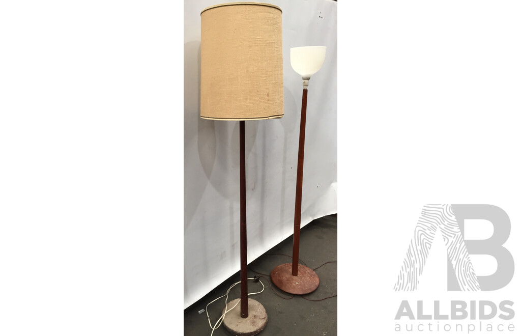 Retro Teak Floor Lamps - Lot of 2