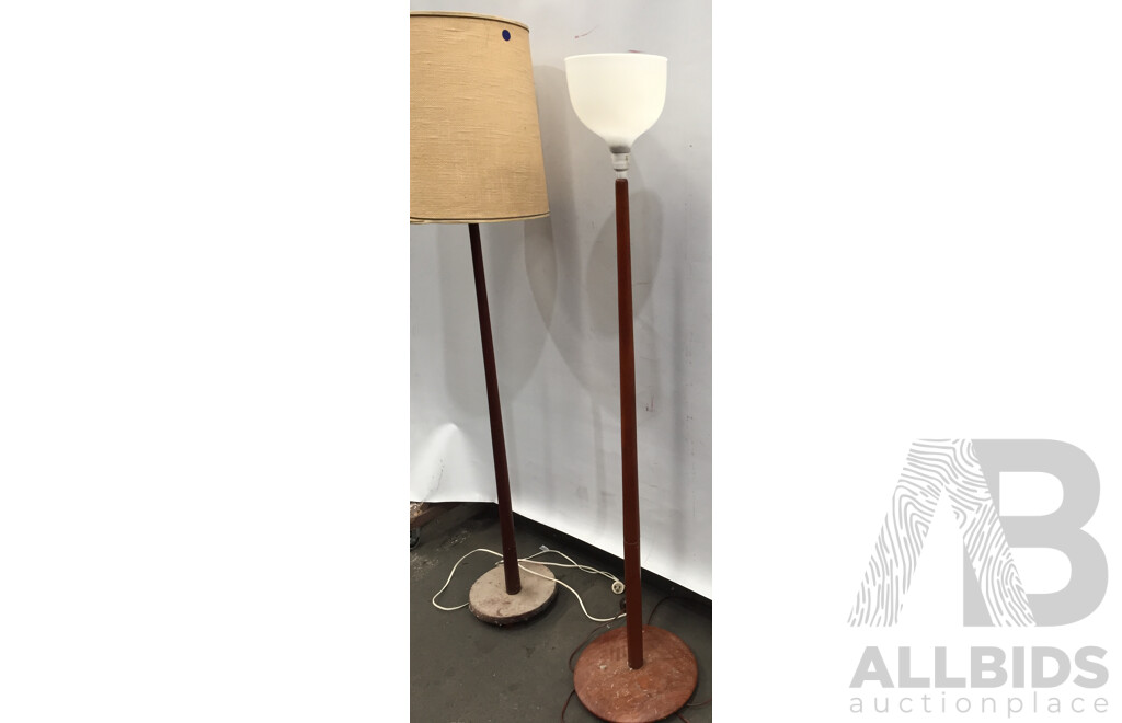 Retro Teak Floor Lamps - Lot of 2