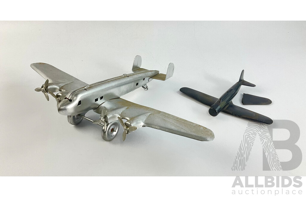 Vintage Pressed Steel Toy Airplane and Vought SB2U-1 Chesapeake