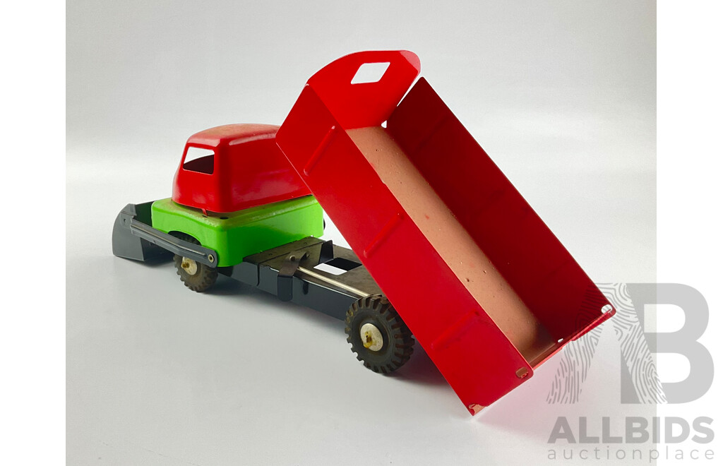 Vintage Boomaroo Pressed Steel Toy Tipper Truck with Lever Operated Tipper, Made in Australia