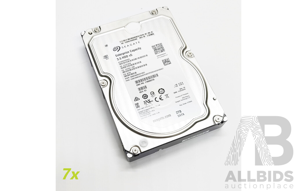 Seagate (ST2000NM0055) 2TB SAS 6Gb/s 3.5-Inch Hard Drives - Lot of Seven