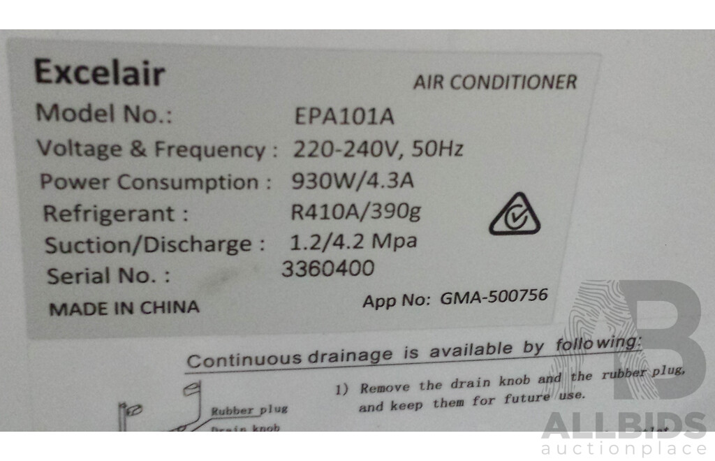 Excelair 2.62kW Mobile Air Conditioner