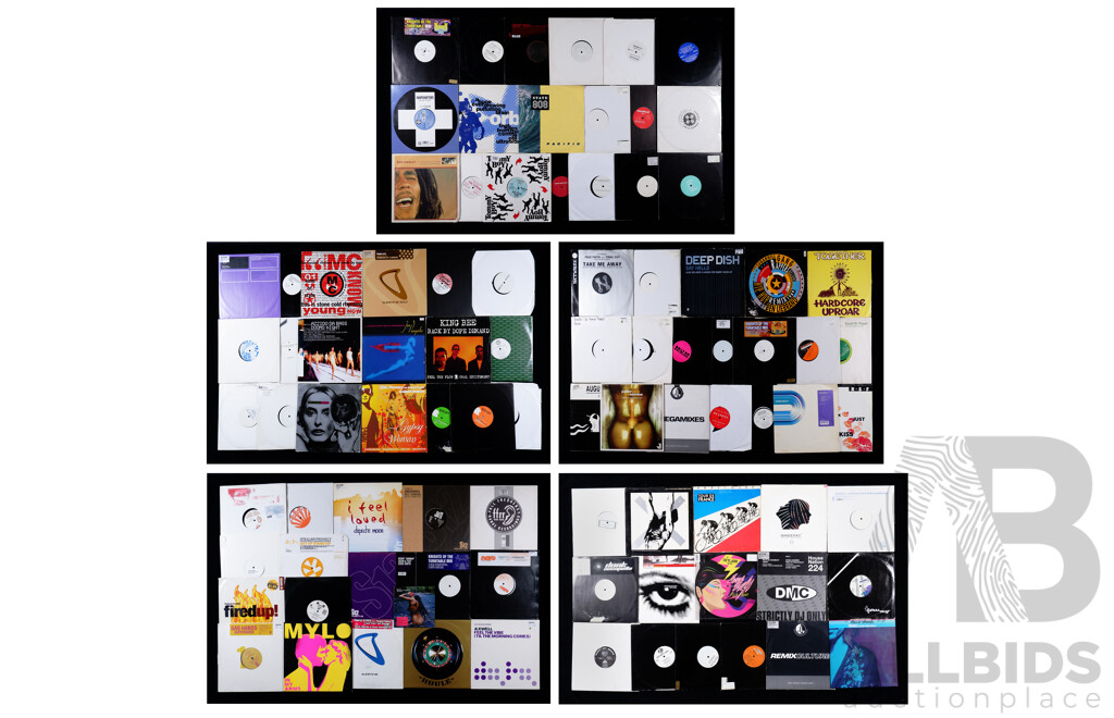 Large Collection Vinyl LP and Other Records, Mostly 1990s EDM Club & House Music Including Promo, DJ Only, and White Label Examples