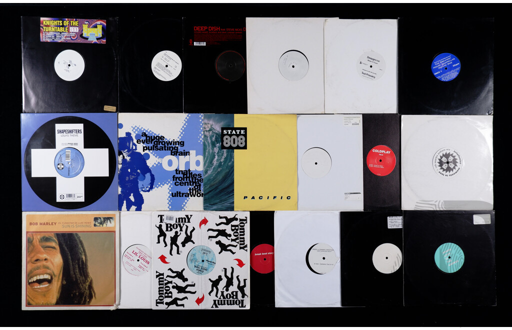 Large Collection Vinyl LP and Other Records, Mostly 1990s EDM Club & House Music Including Promo, DJ Only, and White Label Examples