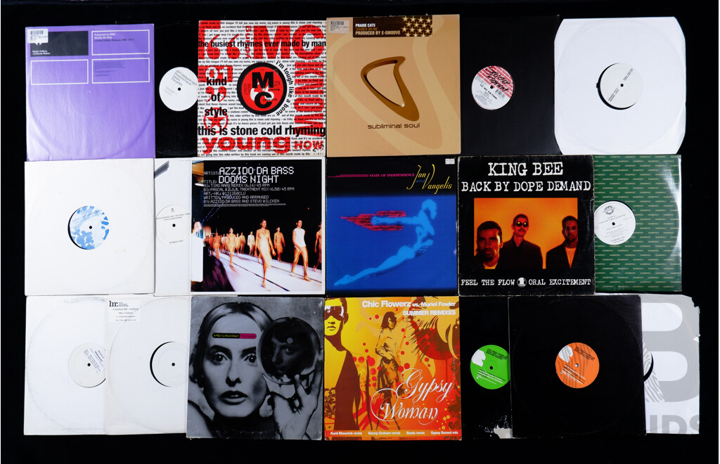 Large Collection Vinyl LP and Other Records, Mostly 1990s EDM Club & House Music Including Promo, DJ Only, and White Label Examples