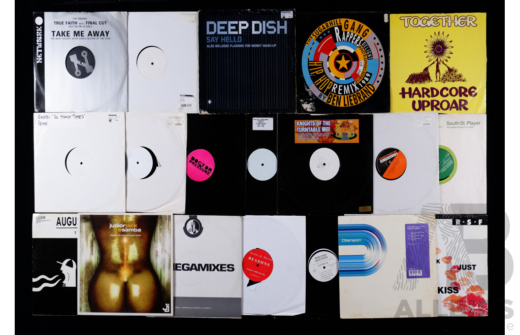 Large Collection Vinyl LP and Other Records, Mostly 1990s EDM Club & House Music Including Promo, DJ Only, and White Label Examples